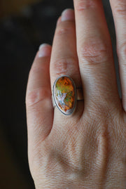 Inner Light Ring Raw Orange Green Rainbow Fire Opal