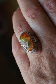 Inner Light Ring Raw Orange Green Rainbow Fire Opal