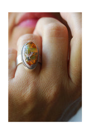 Inner Light Ring Raw Orange Green Rainbow Fire Opal