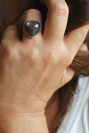 Blue Flash Moonstone Ring