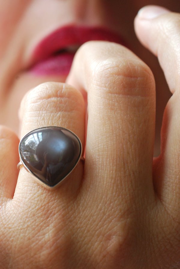 Blue Flash Moonstone Ring