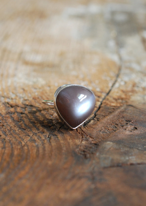 Blue Flash Moonstone Ring