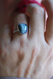 Silver Solstice Ring Natural Brazilian Cats Eye