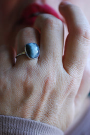 Silver Solstice Ring Natural Brazilian Cats Eye