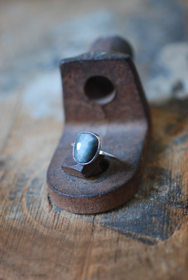 Silver Solstice Ring Natural Brazilian Cats Eye