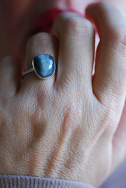 Silver Solstice Ring Natural Brazilian Cats Eye