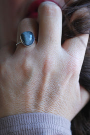 Silver Solstice Ring Natural Brazilian Cats Eye