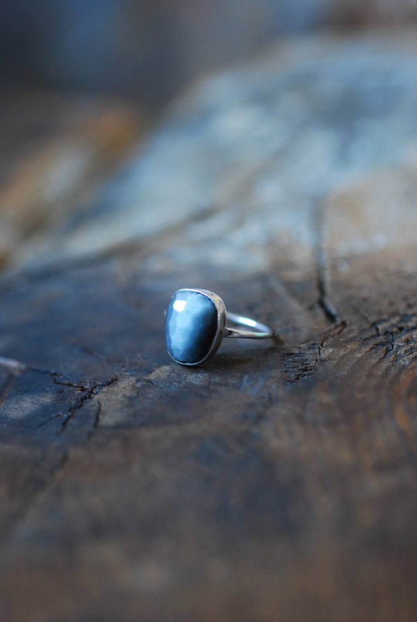 Silver Solstice Ring Natural Brazilian Cats Eye