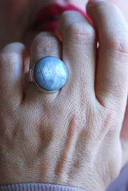 Silver Solstice Ring Natural Silver Sapphire