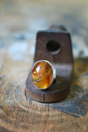 Healer's Ring Rare Golden Hematoid Quartz Crystal