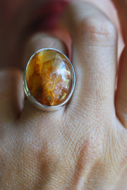 Healer's Ring Rare Golden Hematoid Quartz Crystal