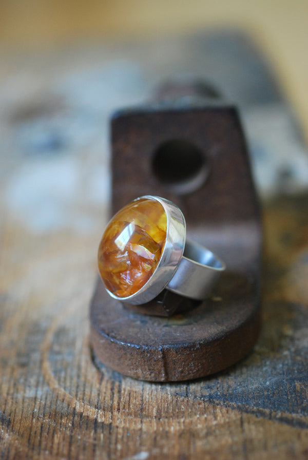 Healer's Ring Rare Golden Hematoid Quartz Crystal