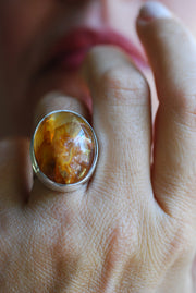 Healer's Ring Rare Golden Hematoid Quartz Crystal