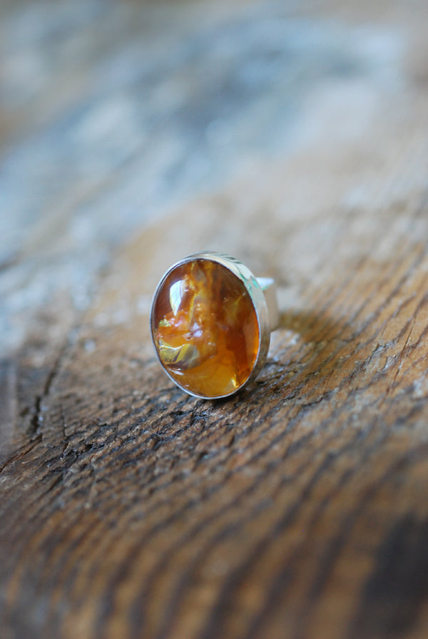 Healer's Ring Rare Golden Hematoid Quartz Crystal