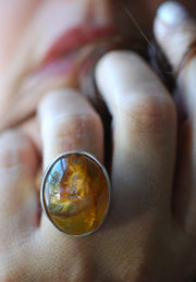 Healer's Ring Rare Golden Hematoid Quartz Crystal