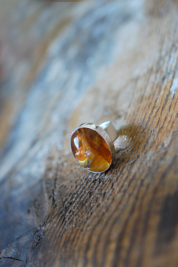 Healer's Ring Rare Golden Hematoid Quartz Crystal