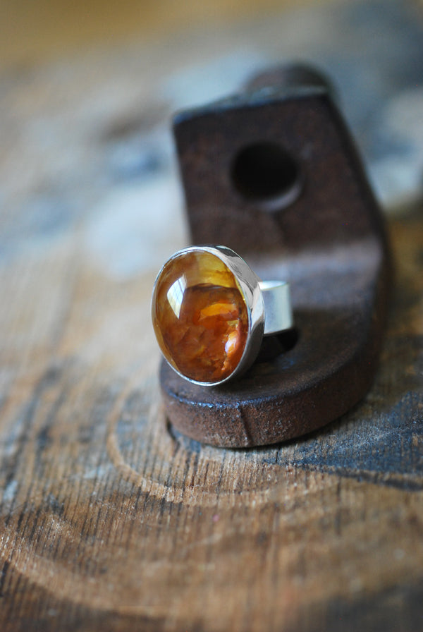 Healer's Ring Rare Golden Hematoid Quartz Crystal