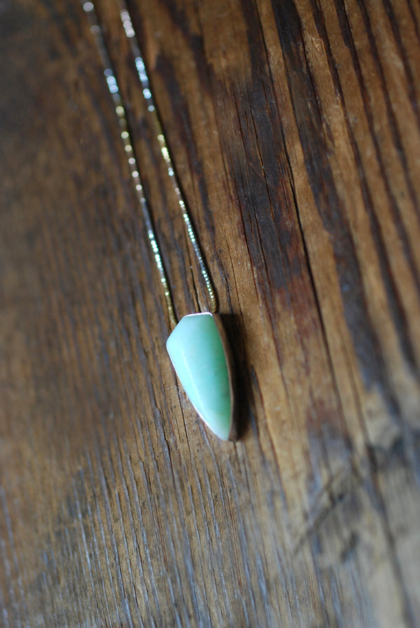 Holiday Glow Necklace Rare Brazilian Chrysoprase Shield