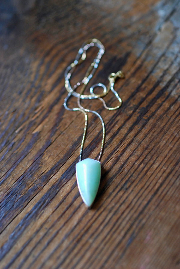 Holiday Glow Necklace Rare Brazilian Chrysoprase Shield