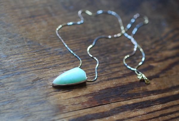 Holiday Glow Necklace Rare Brazilian Chrysoprase Shield