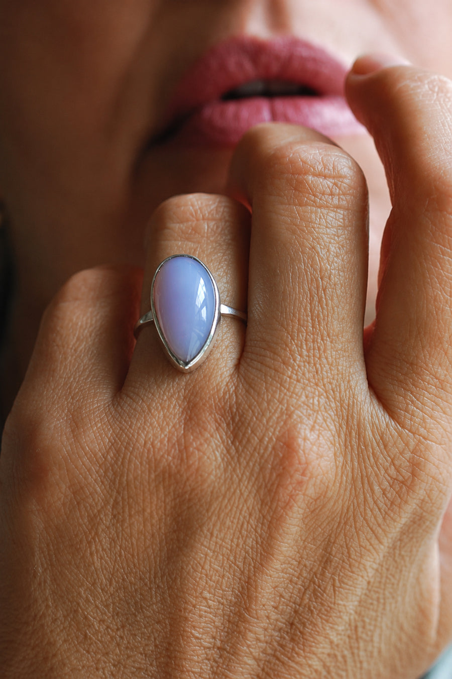 Rare Holly Blue Agate Ring