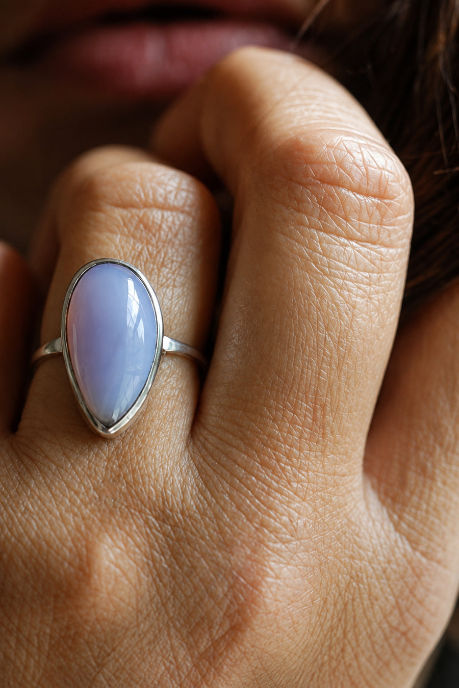 Rare Holly Blue Agate Ring