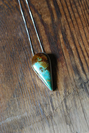 Kingman Turquoise Tear Drop Pendant Golden Matrix