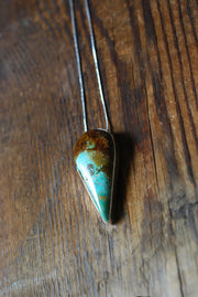 Kingman Turquoise Tear Drop Pendant Golden Matrix
