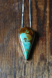 Kingman Turquoise Tear Drop Pendant Golden Matrix