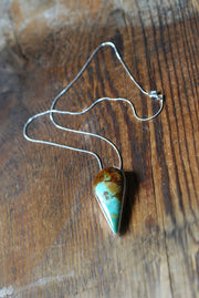 Kingman Turquoise Tear Drop Pendant Golden Matrix