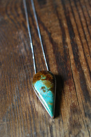 Kingman Turquoise Tear Drop Pendant Golden Matrix