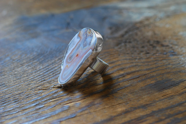 Purity Ring Drusy Lavender Stalactite Collector's Agate Natural Crystal