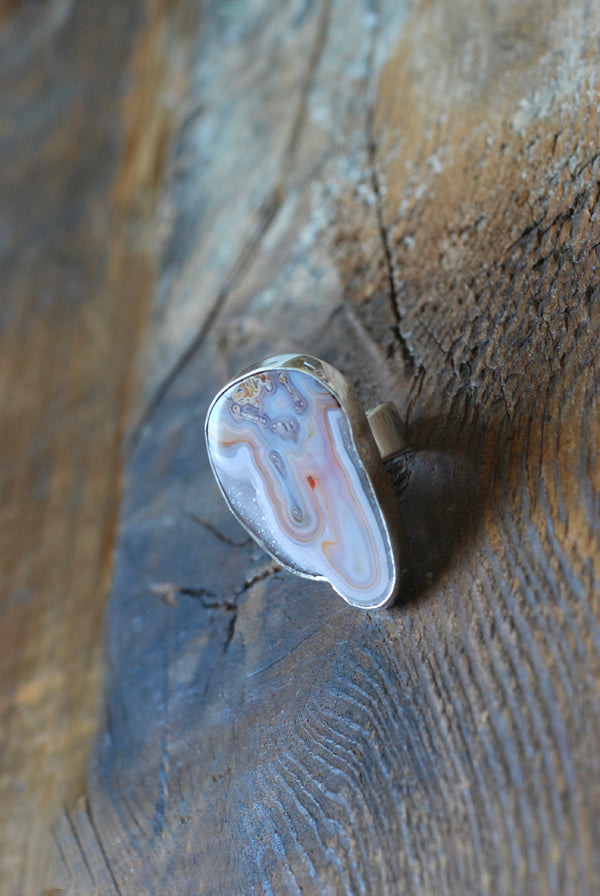 Purity Ring Drusy Lavender Stalactite Collector's Agate Natural Crystal