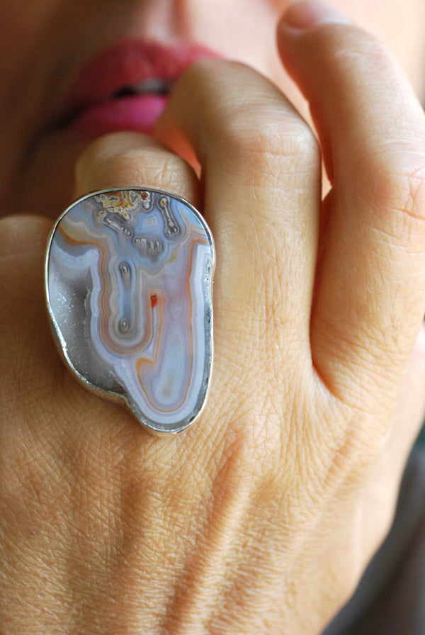 Purity Ring Drusy Lavender Stalactite Collector's Agate Natural Crystal