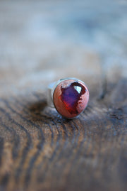 Lavender Blue Opal Ring Raw Fire Opal