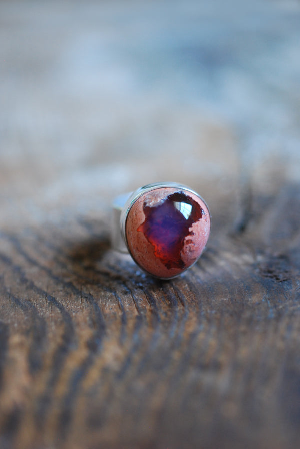 Lavender Blue Opal Ring Raw Fire Opal