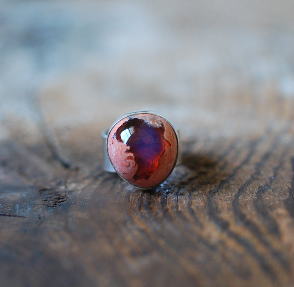 Lavender Blue Opal Ring Raw Fire Opal
