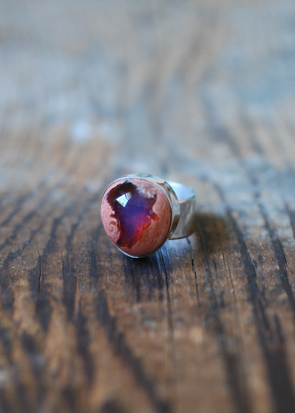 Lavender Blue Opal Ring Raw Fire Opal