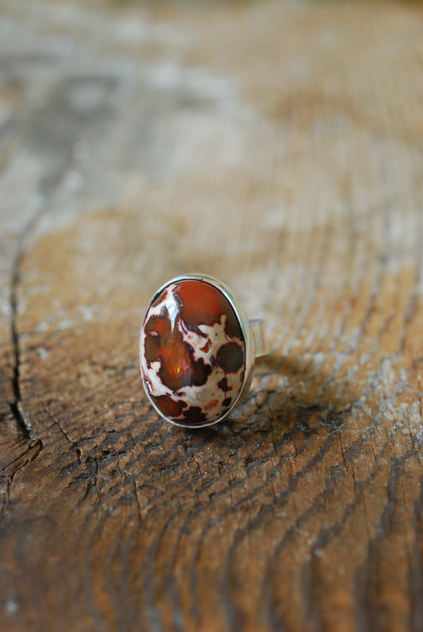 Leopard Fire Opal Ring