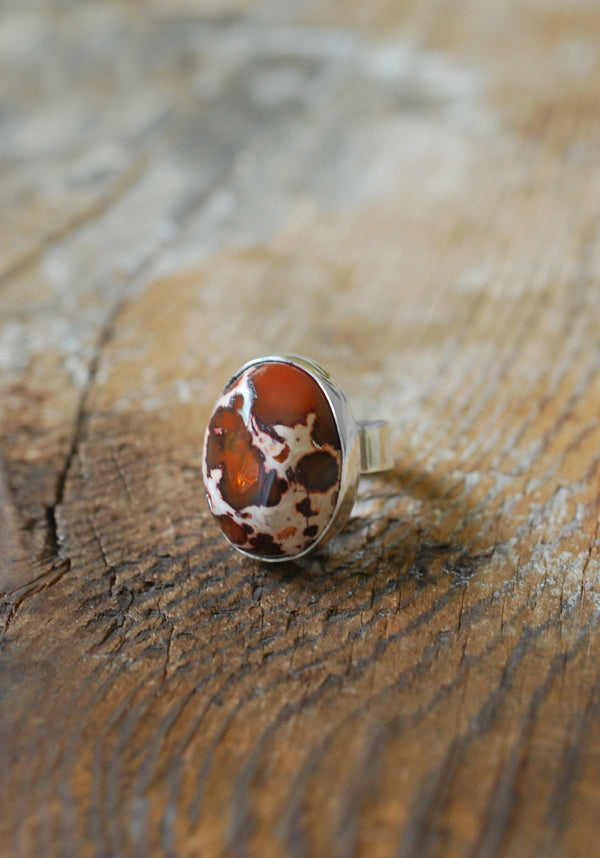 Leopard Fire Opal Ring
