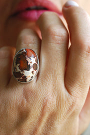 Leopard Fire Opal Ring