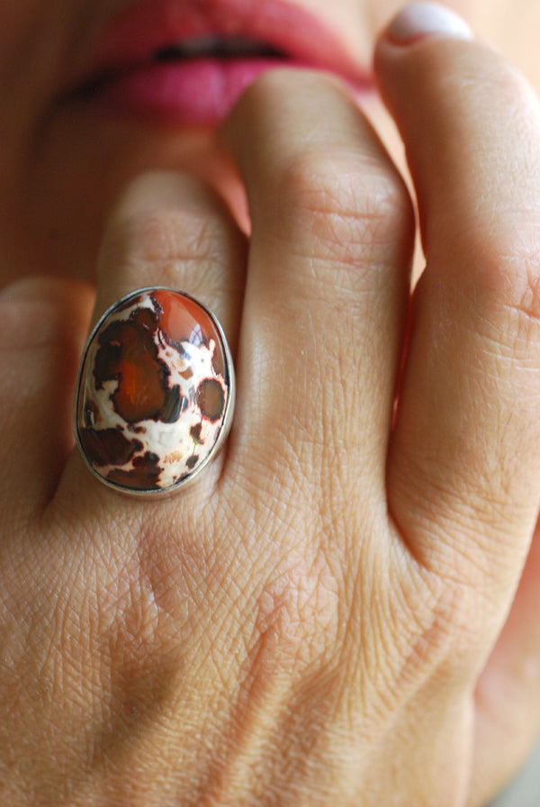 Leopard Fire Opal Ring