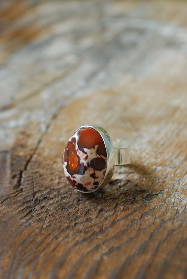 Leopard Fire Opal Ring