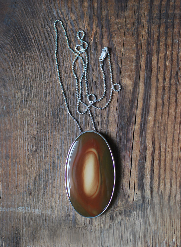 Light Keeper Medallion Necklace Old Stock Gold And Brown Collector's Jasper