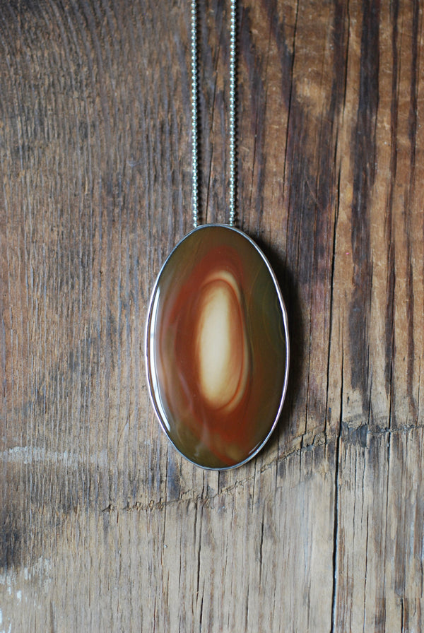 Light Keeper Medallion Necklace Old Stock Gold And Brown Collector's Jasper