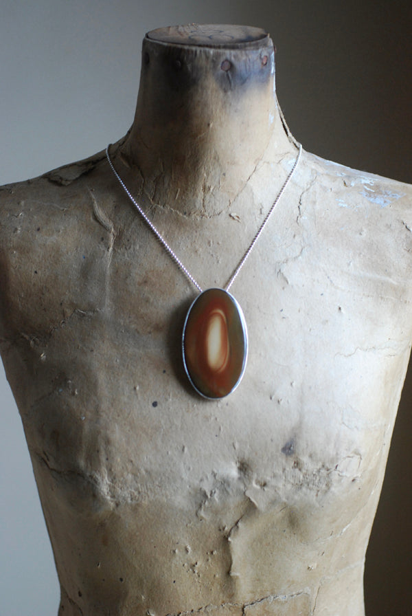 Light Keeper Medallion Necklace Old Stock Gold And Brown Collector's Jasper