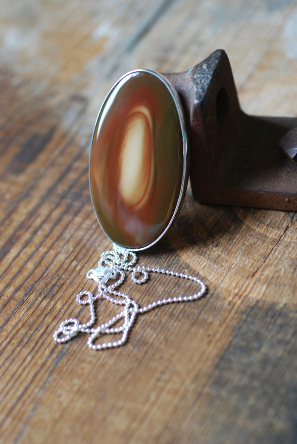 Light Keeper Medallion Necklace Old Stock Gold And Brown Collector's Jasper