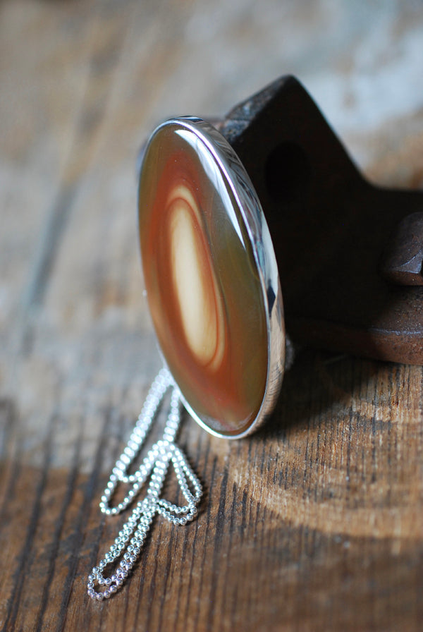 Light Keeper Medallion Necklace Old Stock Gold And Brown Collector's Jasper