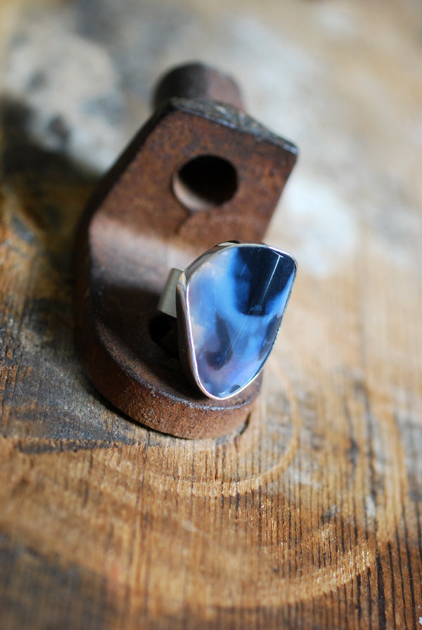 Black Lightning Ridge Fire Opal Ring