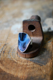 Black Lightning Ridge Fire Opal Ring